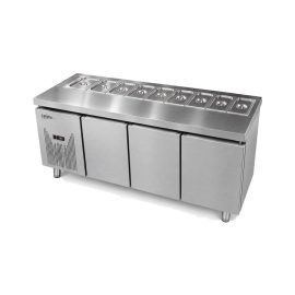 Commercial 3-Door Refrigerated Salad Prep Table with Top Pans (Stainless Steel)