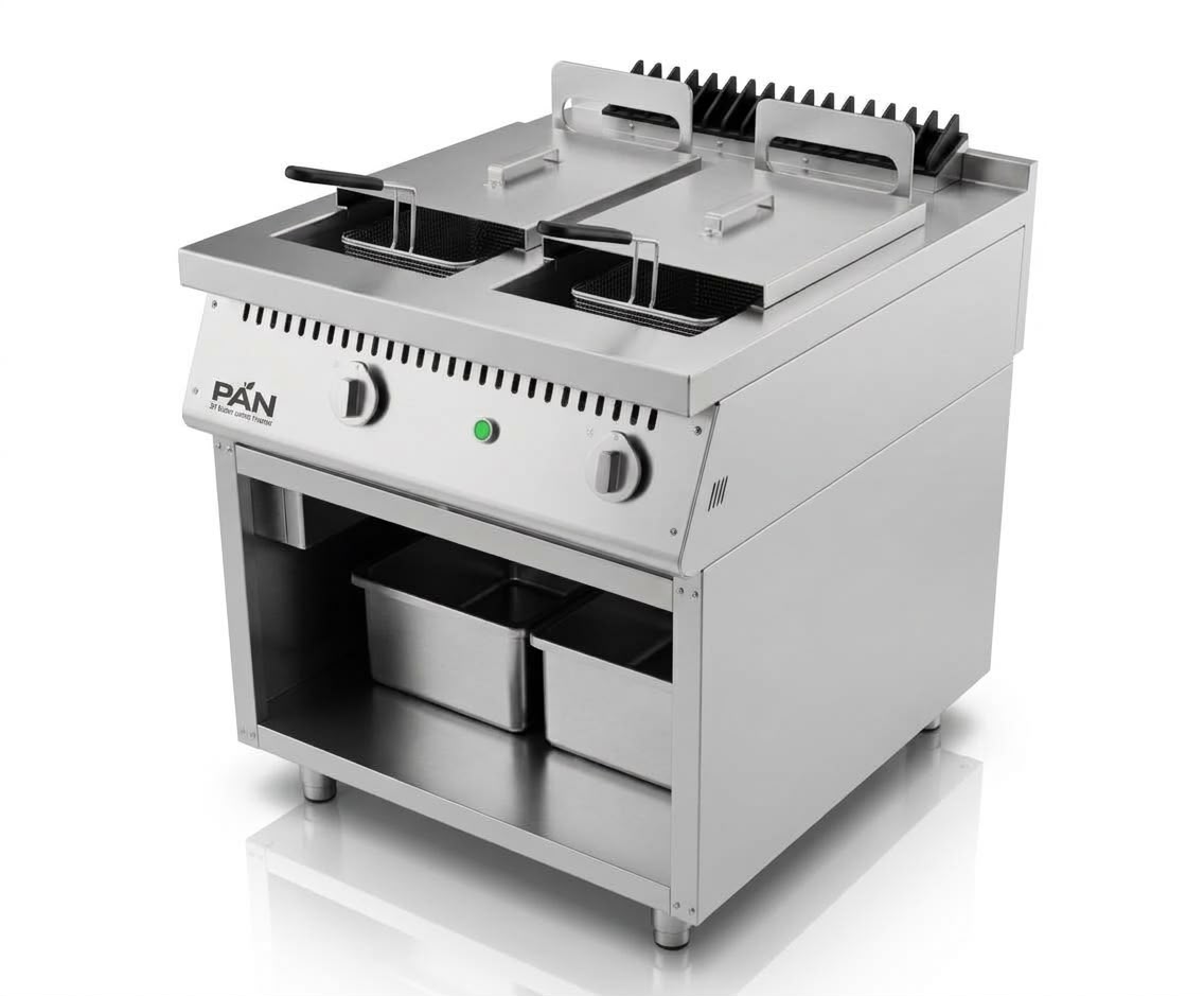Commercial Electric Double Well Deep Fryer (Stainless Steel)